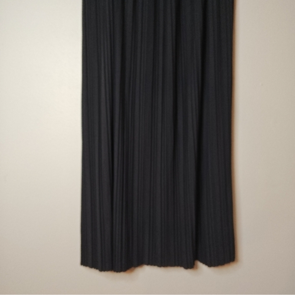 One Size Black Pleated Maxi Skirt Elastic High Waist Flowy Drawstring Boho - Picture 5 of 14